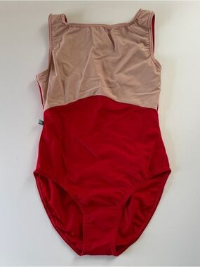 Imperfect Pointes - Freedom Boatneck Leotard - Two-Tone Red and Oyster - Size S